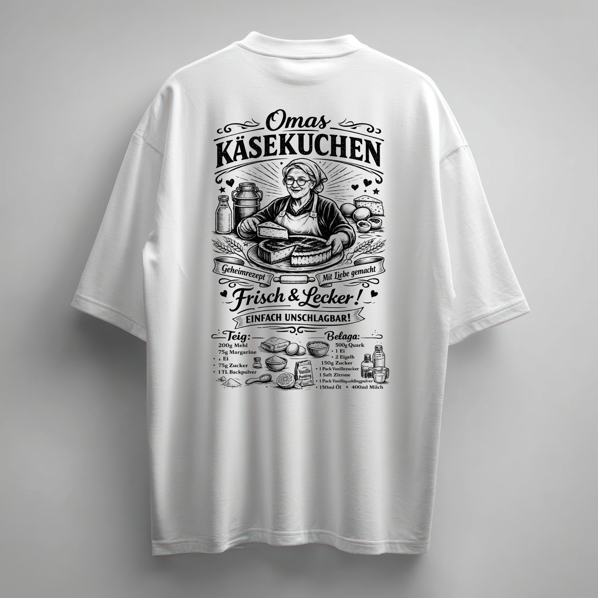 Oma’s Käsekuchen Shirt - Weiß - B Ware